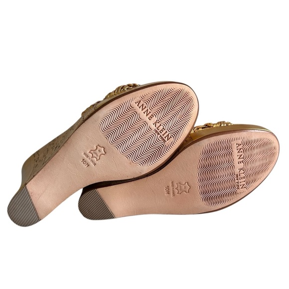 Anne Klein New York Cork and  Gold Braided Women's Sandals Sz 10 - Picture 5 of 11